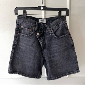 AGOLDE Criss Cross High Rise Denim Jean Shorts 25